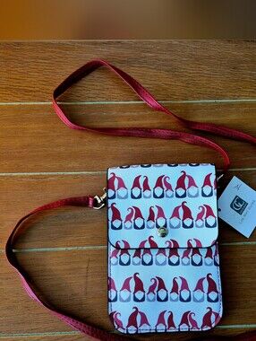 Giftcraft Black/Red/White Gnome Print Crossbody Phone Bag